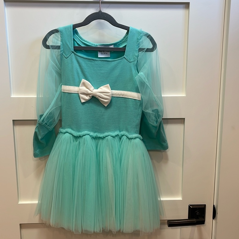 Ohh! La La Couture Tiffany Blue dress with white bow Size 6